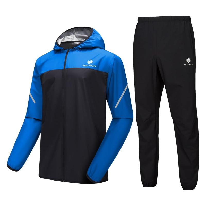 [HOTSUIT] サウナスーツ 驚きの着心地 上下セット メンズ レディース ンカラー 減量用 脂肪燃焼 大量発汗 防臭抗菌 洗濯可 ランニング トレーニングウェア スポーツウェア 防水[ネイビー(メン「スタイリッシュなツートンカラーで、モチベーションをアップ」効率的な発汗機能はそのままに、洗練されたツートン（拼接）カラーデザインを採用。従来の単色デザインとは一線を画す、よりスポーティでファッショナブルな見た目は、トレーニングに向かうあなたの気持ちを高め、ジムや街中でも自信をもって着こなせます。機能性とスタイルを同時に追求する方へ。「効率的な発汗で、トレーニングの質を革新」独自開発の「Heat REG V3.0」素材が、腹部や背中など主要部位を集中的に温め、体温を効率的にキープ。カロリー消費と脂肪燃焼を促進する「大幅な発汗」をサポートし、短時間でのトレーニング効果向上を実現します。汗をかくことで基礎代謝が高まる、理想的なボディメイクを強力に後押しします。「全天候対応の高性能設計。集中を妨げない」表面は高品質な防風・防水ポリエステル素材を採用。突然の小雨や冷たい風から体を守り、トレーニングに集中できる環境を提供します。軽量でありながら耐撕裂性に優れ、ランニングやストレッチなどの多様な動きを全く妨げません。屋内のジムはもちろん、屋外でのランニングにも最適です。「清潔さの持続が、快適さの証」大量の発汗時でも気になるニオイを残さない、高度な抗菌防臭加工を施しています。汗を素早く吸収し、菌の繁殖を抑制するため、肌を清潔に保ち、長時間の着用や翌日へのニオイ移りも軽減。トレーニング後もサラッとした快適さが持続し、常に清潔な状態をキープします。「機能性を追求した、細部へのこだわり」スタイリッシュな外見は、通常のトレーニングウェアと変わらず日常にも溶け込みます。調整可能なフードで保温性を高め、フルオープンジップが発汗後のクールダウンと着脱を容易にします。両側に配置されたセキュアなジッパーポケットは、スマートフォンや鍵などの貴重品を運動中でも安全に収納。すべてのディテールが、実用的な価値を持っています。「あなたのアクティブな毎日を、彩るパートナー」HOTSUITのサウナスーツは、単なる「発汗ツール」を超えた存在です。通勤時の速歩きから、ジムでのハードなセッション、週末のアウトドアアクティビティまで、あらゆるシーンで、あなたの努力を静かに、そして力強く支える頼れる相棒です。軽量でコンパクト、お手入れも簡単。機能とデザインの両面で、あなたのアクティブな生活をより豊かに彩ります。