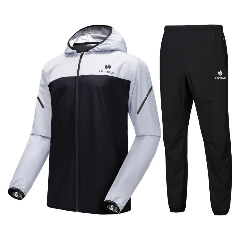 [HOTSUIT] サウナスーツ 驚きの着心地 上下セット メンズ レディース ンカラー 減量用 脂肪燃焼 大量発汗 防臭抗菌 洗濯可 ランニング トレーニングウェア スポーツウェア 防水[ホワイト(メン「スタイリッシュなツートンカラーで、モチベーションをアップ」効率的な発汗機能はそのままに、洗練されたツートン（拼接）カラーデザインを採用。従来の単色デザインとは一線を画す、よりスポーティでファッショナブルな見た目は、トレーニングに向かうあなたの気持ちを高め、ジムや街中でも自信をもって着こなせます。機能性とスタイルを同時に追求する方へ。「効率的な発汗で、トレーニングの質を革新」独自開発の「Heat REG V3.0」素材が、腹部や背中など主要部位を集中的に温め、体温を効率的にキープ。カロリー消費と脂肪燃焼を促進する「大幅な発汗」をサポートし、短時間でのトレーニング効果向上を実現します。汗をかくことで基礎代謝が高まる、理想的なボディメイクを強力に後押しします。「全天候対応の高性能設計。集中を妨げない」表面は高品質な防風・防水ポリエステル素材を採用。突然の小雨や冷たい風から体を守り、トレーニングに集中できる環境を提供します。軽量でありながら耐撕裂性に優れ、ランニングやストレッチなどの多様な動きを全く妨げません。屋内のジムはもちろん、屋外でのランニングにも最適です。「清潔さの持続が、快適さの証」大量の発汗時でも気になるニオイを残さない、高度な抗菌防臭加工を施しています。汗を素早く吸収し、菌の繁殖を抑制するため、肌を清潔に保ち、長時間の着用や翌日へのニオイ移りも軽減。トレーニング後もサラッとした快適さが持続し、常に清潔な状態をキープします。「機能性を追求した、細部へのこだわり」スタイリッシュな外見は、通常のトレーニングウェアと変わらず日常にも溶け込みます。調整可能なフードで保温性を高め、フルオープンジップが発汗後のクールダウンと着脱を容易にします。両側に配置されたセキュアなジッパーポケットは、スマートフォンや鍵などの貴重品を運動中でも安全に収納。すべてのディテールが、実用的な価値を持っています。「あなたのアクティブな毎日を、彩るパートナー」HOTSUITのサウナスーツは、単なる「発汗ツール」を超えた存在です。通勤時の速歩きから、ジムでのハードなセッション、週末のアウトドアアクティビティまで、あらゆるシーンで、あなたの努力を静かに、そして力強く支える頼れる相棒です。軽量でコンパクト、お手入れも簡単。機能とデザインの両面で、あなたのアクティブな生活をより豊かに彩ります。