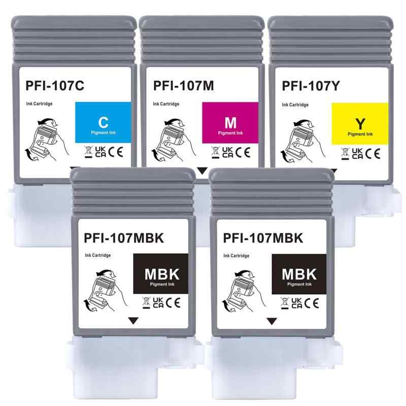 HITACHI - LCL Canon用 PFI-107 PFI-107MBK /C/M/Y 顔料 （5パック 2MBK C M Y） 互換インクカートリッジ 対応機種：Canon iPF670 iPF670 MFP iPF770 MFP iPF770 School iPF