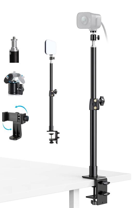 AceTaken ウェブカメラホルダー テーブルクランプ付き Logitech StreamCam C920x Brio C922x C930e C925e C615 ウェブカメラとライトに対応