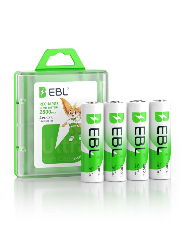 EBL 単3充電池 充電式 ニッケル水素充電池 4本入り 大容量単三電池 2800mAhで長持ち リサイクル使用可能 単三充電池 AA充電池4本パック おもちゃ、LED懐中電灯、ラジオ、カレンダーに適用 単三