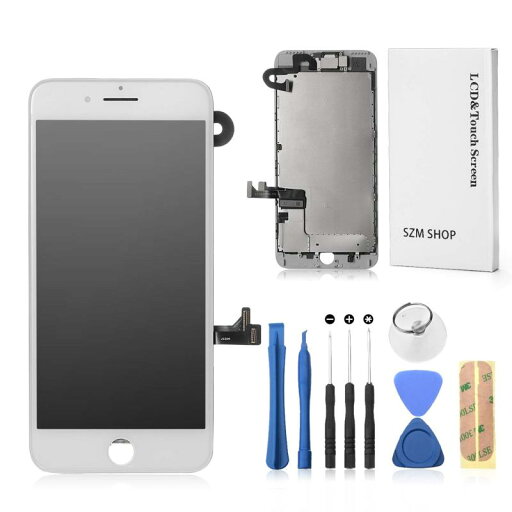 SZM iPhone 8 plus タッチパネル フロントガラスデジタイザ 液晶パネルセット 修理パーツ 工具付属 (スピーカー +フロントカメラ付き)ホームボタン付きません (8plus白) SZM iPhone 8 plus タッチパネル フロントガラスデジタイザ 液晶パネルセット 修理パーツ 工具付属 (スピーカー +フロントカメラ付き)ホームボタン付きません (8plus白)