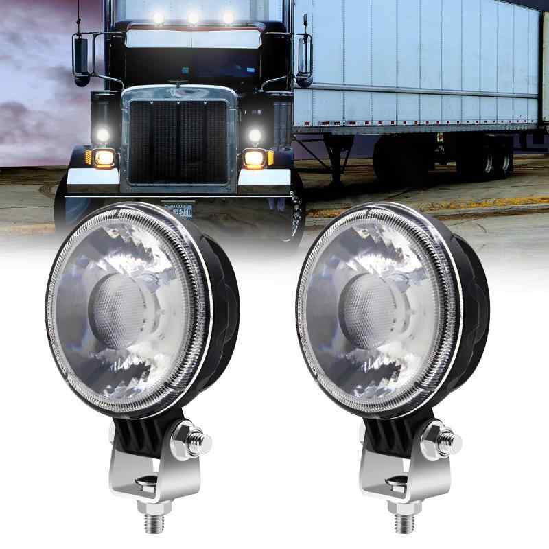 X-STYLE 12W LEDワークライト 作業灯 12V 24V 完全防水 高輝度 COB 白 広角 トラック フォークリフト トラクター デッキライト 除雪機 船舶 補助灯 屋外 LED照明 ホワイト 丸型 2個セット (明るい白-2X)