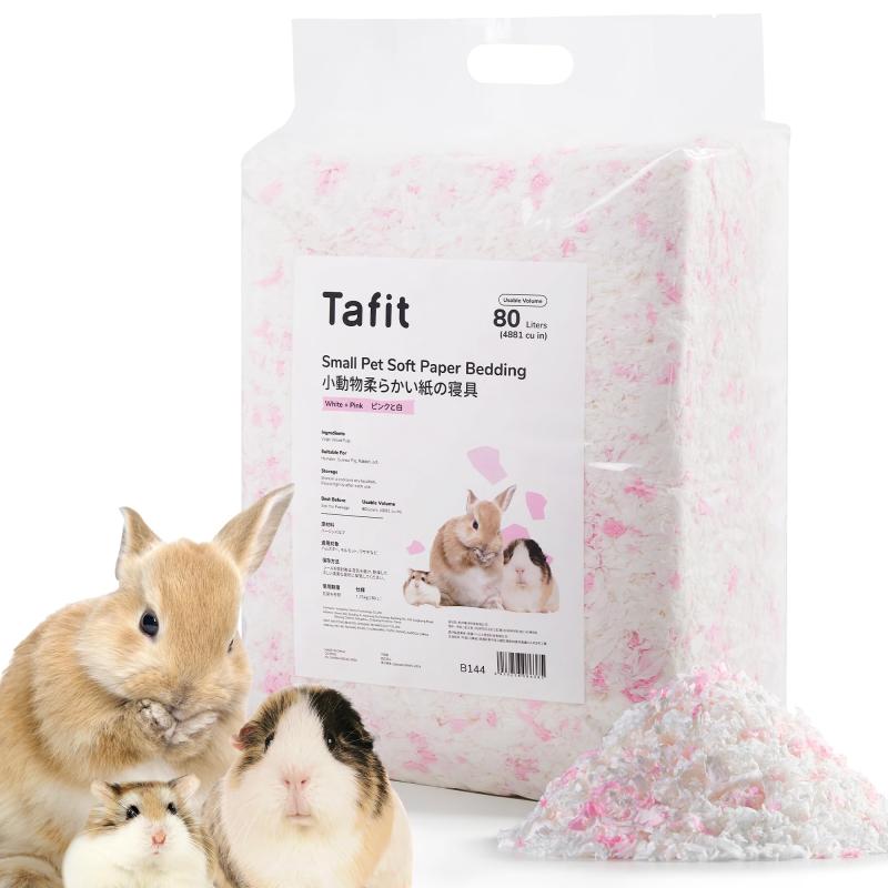 TAFIT ハムスター 床材 紙 ハムスター マット ペットシーツ 小動物 床材 天然素材 紙 超ふわふわ 消臭 快適 ジャービル モルモット ウサギ ラットに適しています 小動物用 80L 白とピンク柔らかく快適：100%天然パルプ製、有害化学物質無添加。生物分解可能で環境にやさしい紙寝具です。99% ダストフリー：低塵設計でアレルギーの心配が少なく、小動物の呼吸器系を守ります。5倍の吸収力：自体の5倍の吸水能力で、住処を長時間乾燥に保ちます。天然素材の安心感：低アレルギー性で天然染料使用。水に濡れても色あせせず、通気性も抜群です。80L/袋の圧縮パッケージ：コンパクトに収納でき、送料や保管スペースを節約。小型ペットに最適です。