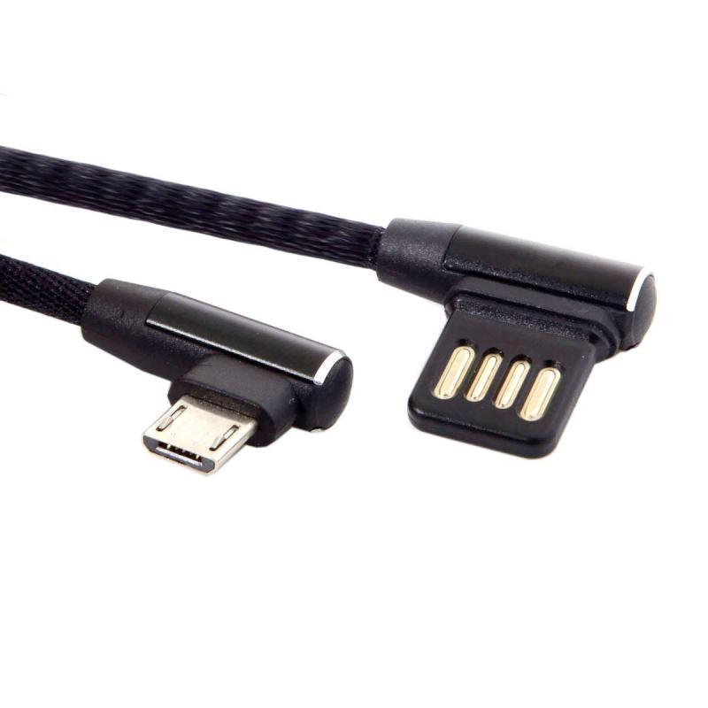 White marketのCablecc Micro USB 5ピン/USB-C 3.1 Type-C - 左向きL字型 USB 2.0 データケーブル タブレット&携帯電話用 15cm スリーブ付き Micro USB 5Pin｜アングル2