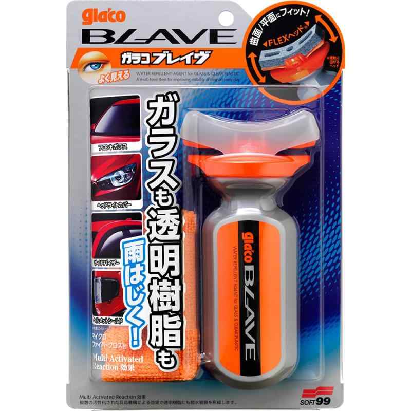 ソフト99(SOFT99) glaco(ガラコ) 撥水剤 ガラコBLAVE (ブレイヴ) 自動車用フロントガラス・窓ガラス、ミラー及び車外透明樹脂パーツの撥水用 04953種類:単品原産国:ガラスにも透明樹脂にも使えるガラコガラスにも透明樹脂にも使えるガラコ。目に見えない凹凸面に撥水成分がしっかり結合すると同時に撥水成分同士も強固に結合ガラスのほか、今まで使用できなかった透明樹脂にも強い撥水コーティングを実現