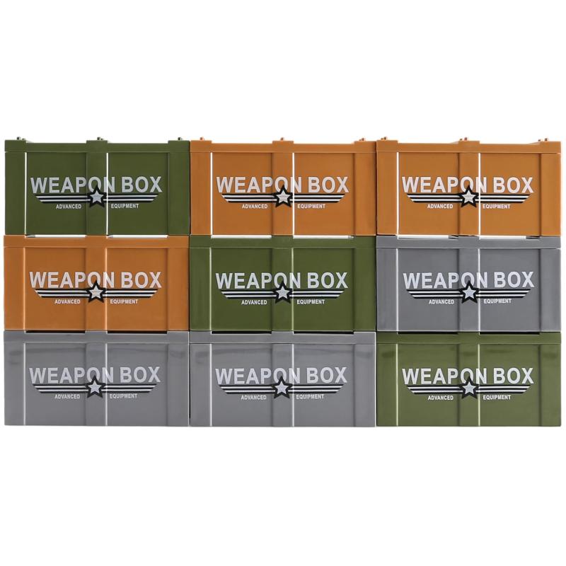 BrickBounty 9 個武器ケース軍事おもちゃビルディングブロック、軍事輸送箱戦争シナリオモジュールミニフィギュア兵士軍装備