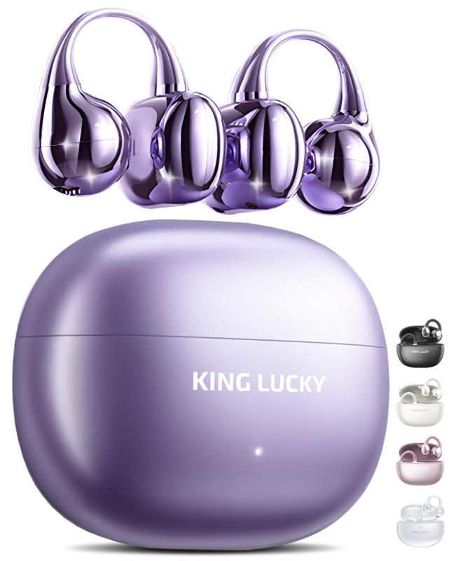 King Lucky Ear Cuff Wireless Open Ear Bluetooth Earphones/Ear Cuff/Secure to Fall Off/Waterproof IPX5/Built-in Microphone/Fast Charging/Sound Leakage Reduction/ENC Calling/Use for Portable Listening/Air Conduction/Japanese Design