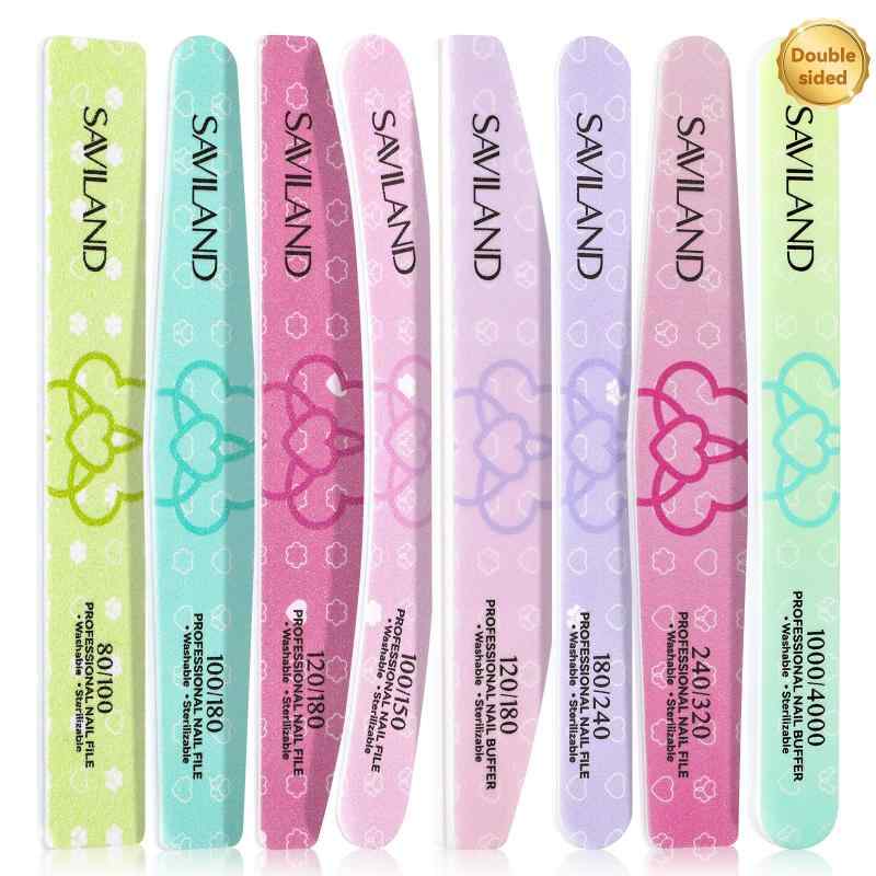 Saviland ネイルファイルセット 16本セット 爪やすり プロ 爪磨き ジェルネイル用 ネイルバッファー アクリルネイル/ナチュラルネイル用 エメリーボード マニキュアキット 100/180-4000 グリッド