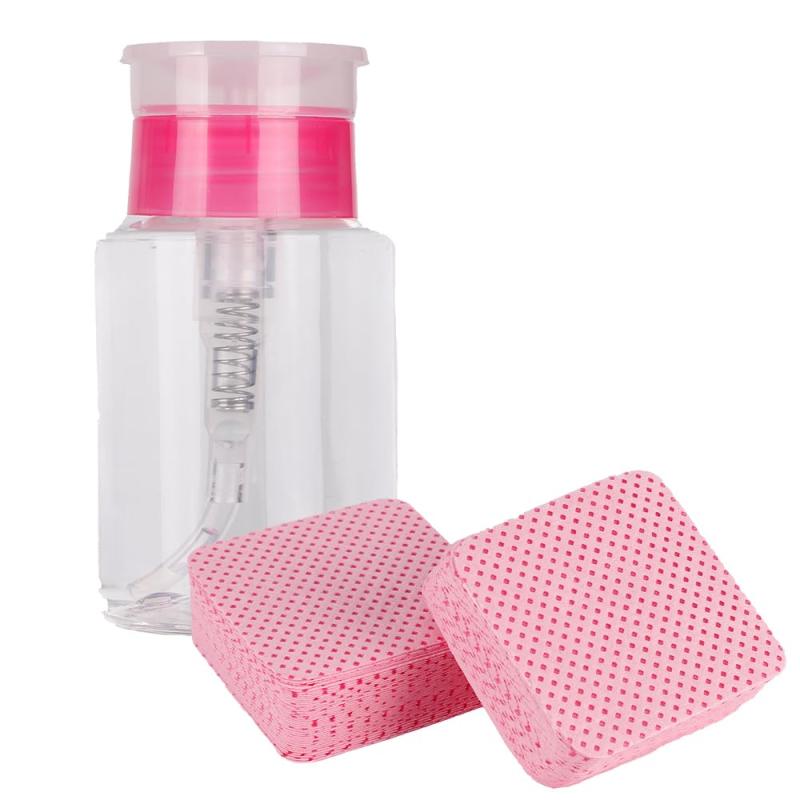 1200枚ネイルワイプ 180mlリットル空ポンプ ボトル セット ネイルクリーナーボトル 接着剤クリーニング..