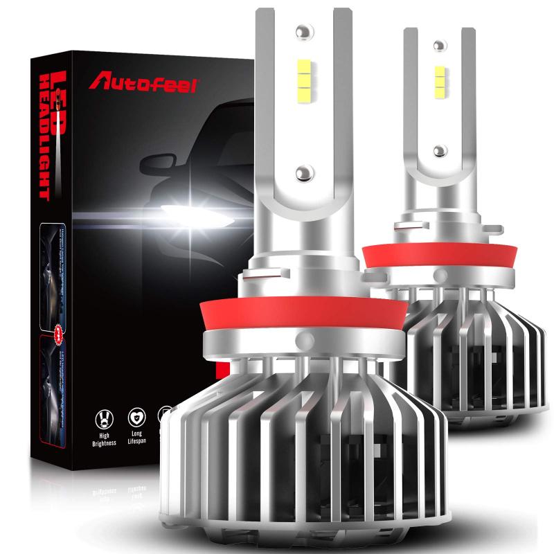 Rakuten - Autofeel 車用 H11/H8 LEDヘッドライト・フォグランプ 車検対応 6500K LEDバルブ 兼用 9V-12V-24DC P65防水長寿命静音簡単取付（2個入）
