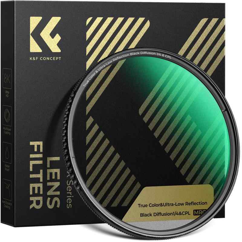 樂天商城 - K&F CONCEPT 67mm True Color CPL＆1/4ブラックミスト 2in1多機能 0.1%超低反射率 レンズフィルター 偏光効果+ソフト効果 光学ガラス 28層ナノコーティング 撥水 撥油 傷防止 クリーニングクロス付き