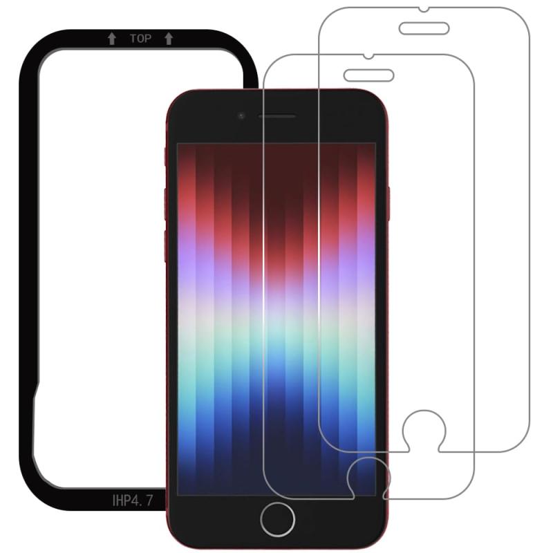 樂天商城 - 【ガイド枠付き】iPhone SE 第3世代 (2022)/iPhone SE 第2世代(2020) 用の ガラスフィルム【2枚セット】iPhone SE3/iPhone SE2 用の フィルム 硬度9H 指紋防止 気泡防止 飛散防止 高透過率 自動吸着