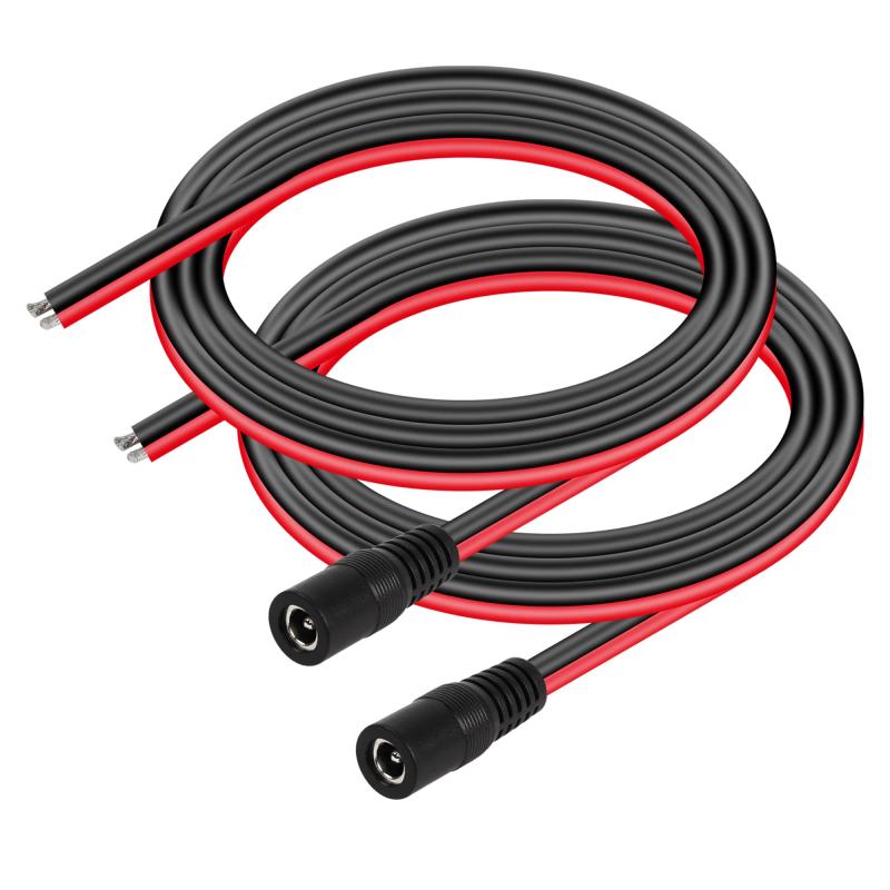 乐天商城 - CERRXIAN2個 1M DC5525電源ピグテールケーブル 14AWG 5.5 mm x 2.5 mm DC裸線オープン電源コード CCTVの監視カメラ LEDの滑走路端燈等 DC電源の修理ケーブル (5525メス)