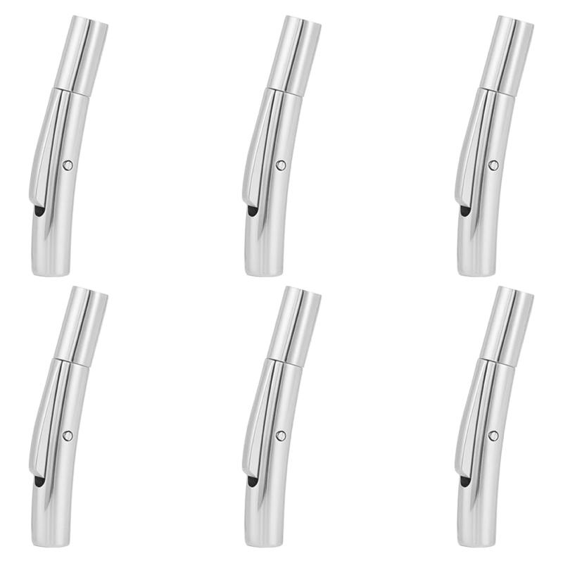 Rakuten - UNICRAFTALE 約6個 2mm穴径 25mm コラム 304ステンレス クラスプ バヨネット式 プレス式 チューブ 管状クラスプ ヒモ留め 紐留め 留め金 エンドパーツ ステンレス色 接続金具 金属パーツ ブレスレ