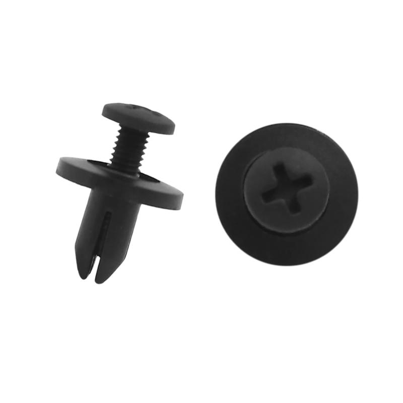 ACROPIX プラスチックプッシュリベット トリムクリップ 車用バンパーフェンダー ユニバーサル 6mm穴直径メートル ブラック 20個