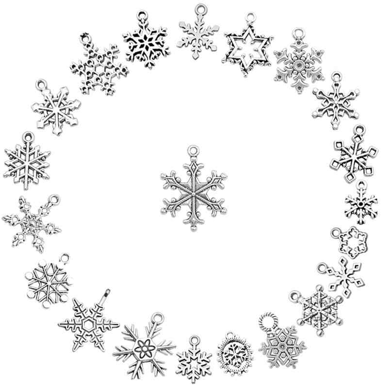 BEAUTY PLAYER クリスマス チャーム 雪の結晶 クリスマスツリーパーツ シルバー 100個ごろ アクセサリーパーツ ペンダント イヤリング飾り ブレックレス ジュエリー ハンドメイド DIY