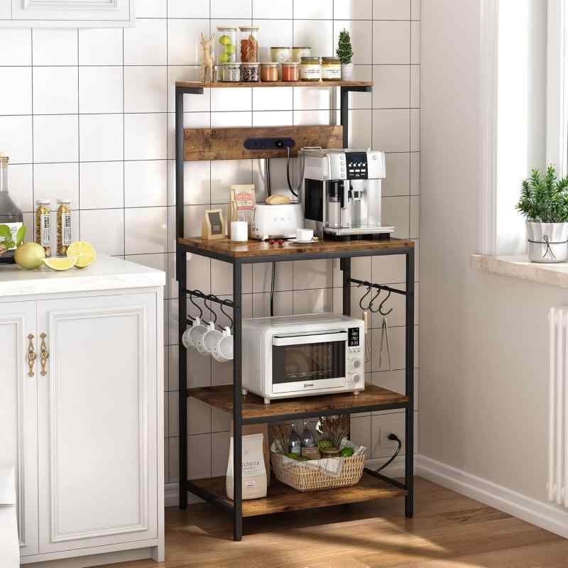HEEOREV レンジ台 レンジラック キッチンラック キッチンシェルフ キッチン収納 ベーカーズシェルフ ス..