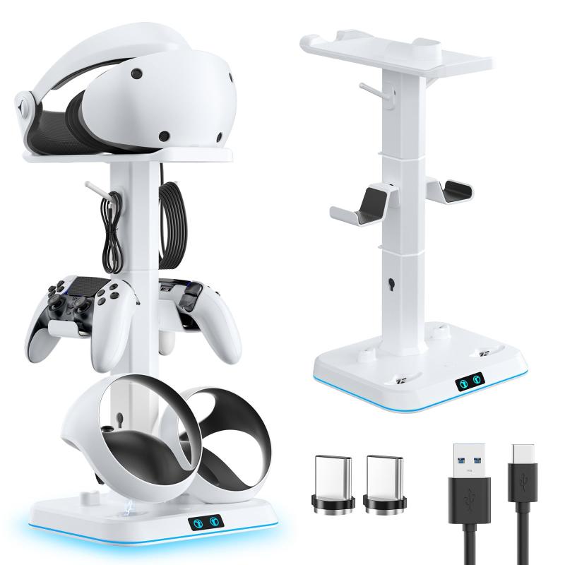 PS VR2 コントローラー充電スタンド マグネット式充電 VRディスプレイスタンド コントローラー収納 ホルダー RGBライト付き VRアクセサリー PS5 ...