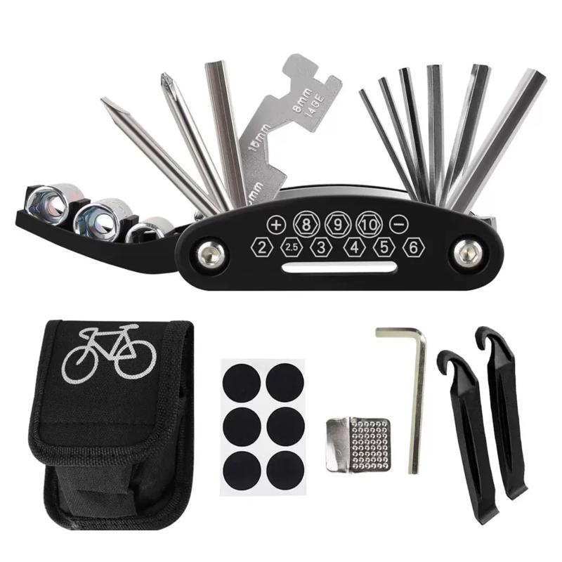 乐天商城 - 自転車 工具セット 16 in 1 レンチセット マルチツール ステンレス製 頑丈 本格メンテナンス 収納ケース付き ロードバイク クロスバイク 応急修理用 多機能工具セット 修理 家庭用
