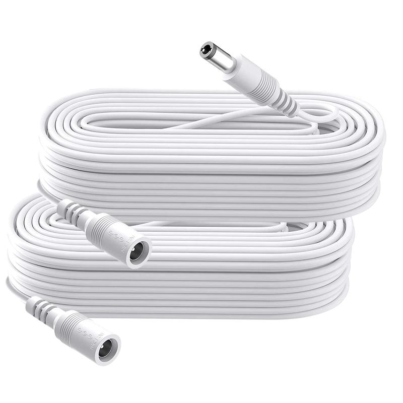 Security-01 2個セット 5m DC延長ケーブル DC5.5×2.1mm 電源延長コード ビデオ・監視カメラ用 ホワイトDCプラグ規格:外径5.5mm*内径2.1mm　ほかのサイズでは作動しません。ご購入の前に必ずプラグサイズをご確認ください。長さ：5m　色：白曲げ、引っ張り、揺れなどの試験を経て、切れにくいです。高い耐久性の延長ケーブルです。電源ケーブルが長くないという問題を解決します。CCTV防犯カメラ、IPカメラ、ビデオカメラ、LED テープライト、DVR、 NVR等の製品の電源アダプターを延長する便利なケーブルです。期間：2年