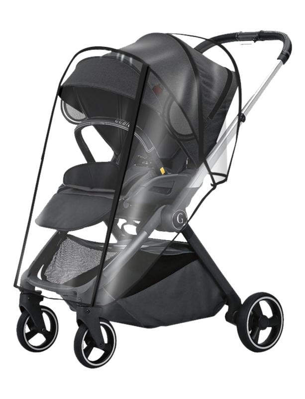 LILIWER 乳母車用レインカバー レインカバー フロント開口部フットプロテクション 視界を保護するメッシュ窓 通気性 花粉防止 防風 防雨 防水ジッパー 通気性 ユニバーサルEVAトリプルジップ