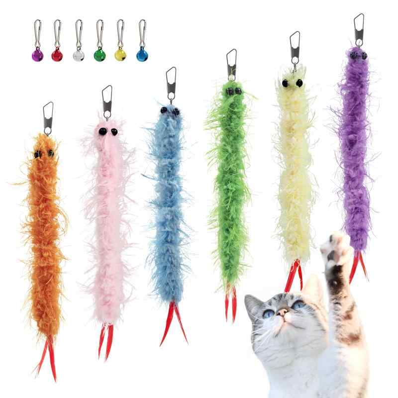 SONGWAY猫おもちゃ 猫じゃらし 猫用品 玩具安全安心に遊べる多種類猫おもちゃ：ねこじゃらしの先端につけるおもちゃは6ピンク系玩具、楽に交換できる羽単品のおもちゃ（ねこおもちゃ6セット）釣り竿なし