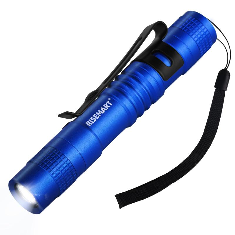 LED懐中電灯 ペンライト 小型 超軽量 120ルーメン 高輝度 最大100m照射 防水 アルミ合金 クリップ付 単4電池式 防災 作業灯 キャンプ whitehalca-10242948 White market パッケージ画像