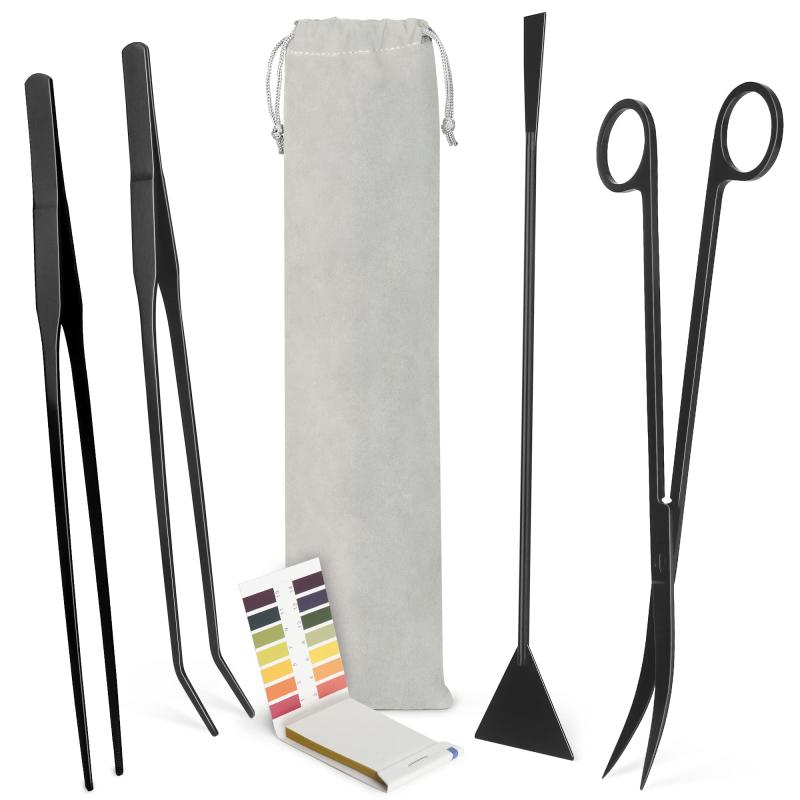 アクリル収納ラック付きアクアスケープツールキットに付きNEPTONION 8、魚のタンクのための見事な水中スケープを作成するために完璧な黒鋼水生造園機器