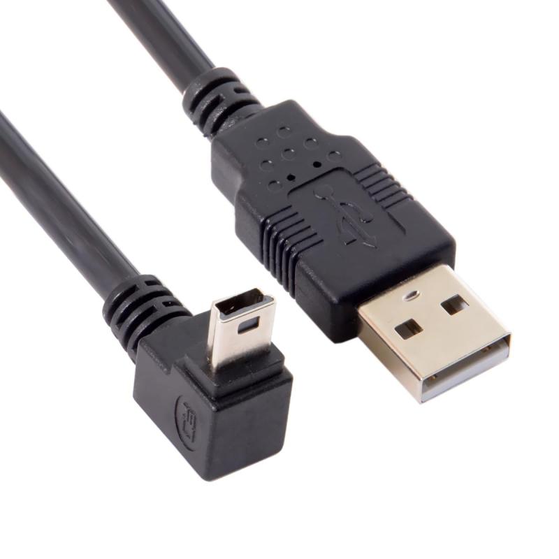 NFHK Mini USB B タイプ 5ピン オス ダウンアングル 90度からUSB 2.0 オス データケーブル 5メートル EMI フェライトコア 50cm, NF-U2-057-DN-0.5M