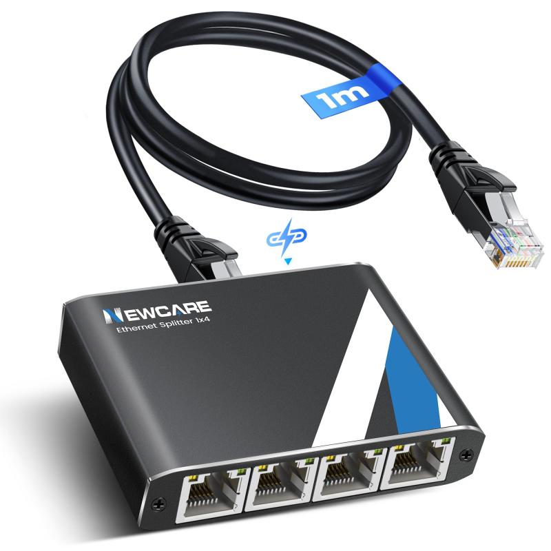 NEWCARE スイッチングハブ 5ポート ギガビットスイッチングハブ 有線lan ハブ LAN 分配器 1入力4出力 同時通信可能 1000Mbps LANケーブル 分岐 4台同時使用 有線LAN増設アダプタ