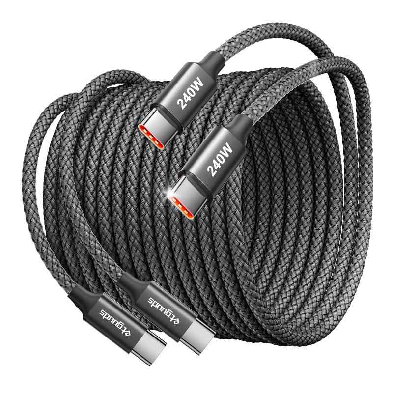 etguuds USB C ケーブル 240WPD3.1 超急速充電 タイプc ケーブル USBC &amp; USB-C 高耐久ナイロン MacBook Pro/Air、iPad、Galaxy S25/S24/S23/S22、Pixe