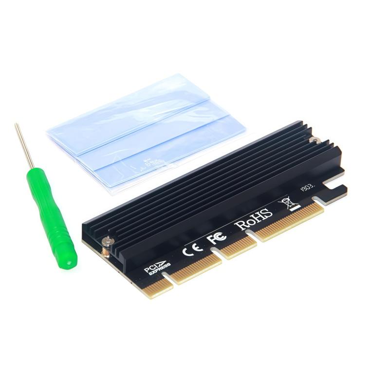 Rakuten - 2UサーバーおよびロープロファイルPC用シリコン冷却パッド付きX16/ X8/ X4 PCIE 3.0 M.2 NVMEフルスピードMキー拡張アダプター