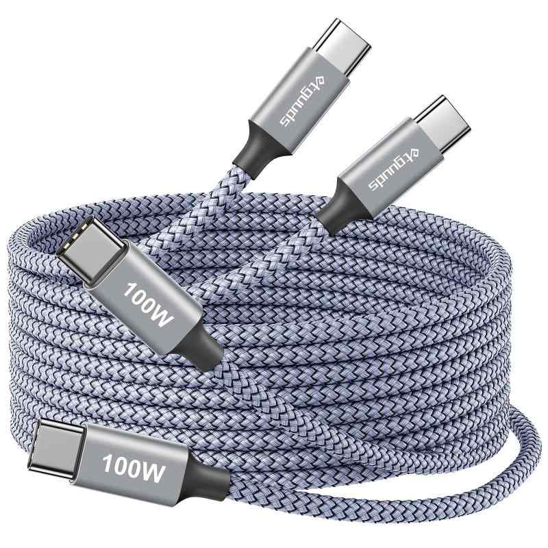 etguuds USB C ケーブル100W 5A急速充電 タイプC ケーブル 高耐久ナイロンiPhone 1716 15、Galaxy S25/S24/24FE、Pixel 8a/9a、MacBook Pro等USB-C機種対応