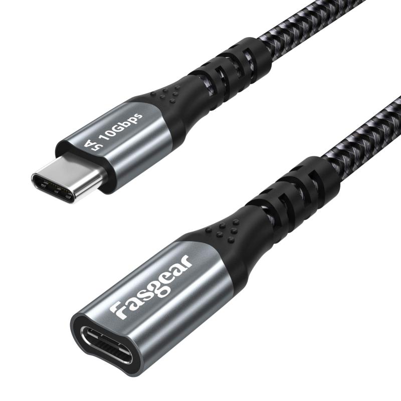 Fasgear USB C延長ケーブル 10Gbps USB 3.1 Gen 2 タイプC オス-メスコード 4Kビデオ出力対応 Thunderbolt 3ポート,Mac-Book Pro,Dell XPS,Switch,USB-C Hub,Pixel