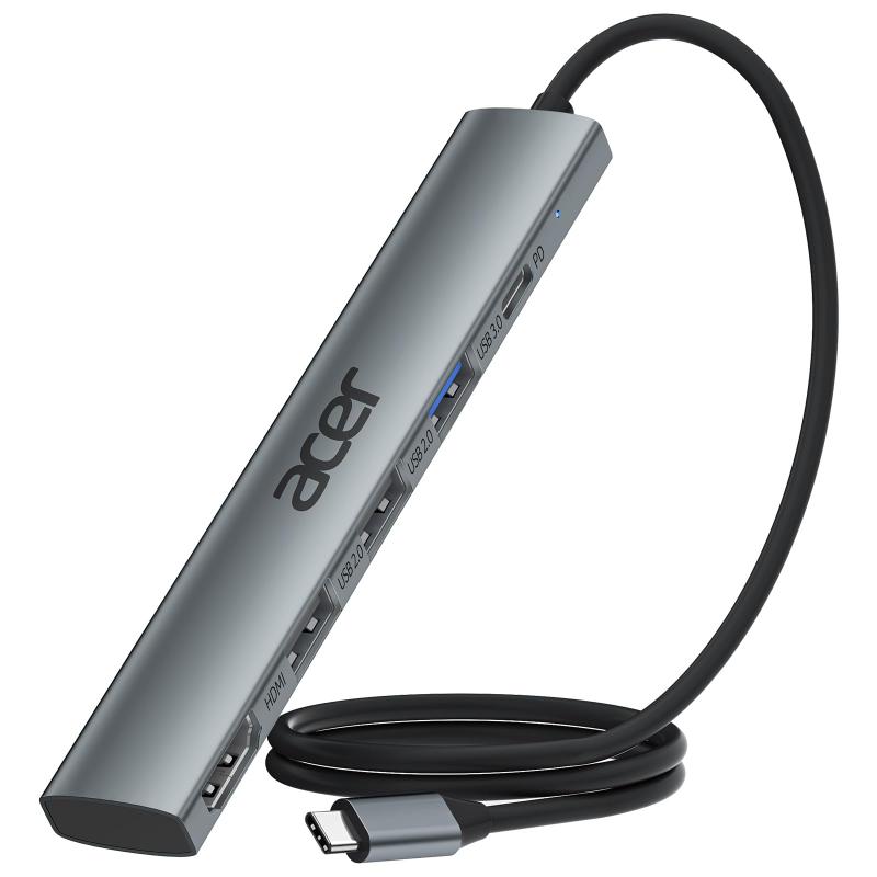 Rakuten - Acer USB-C ハブ HDMI 延長ケーブル 60cm [5-in-1] USB タイプC HDMI 変換アダプタ 4K@30Hz、3x USB-A データ転送 (USB 3.0 2x USB2.0)、PD100W USBC ハブ PC・MacBo