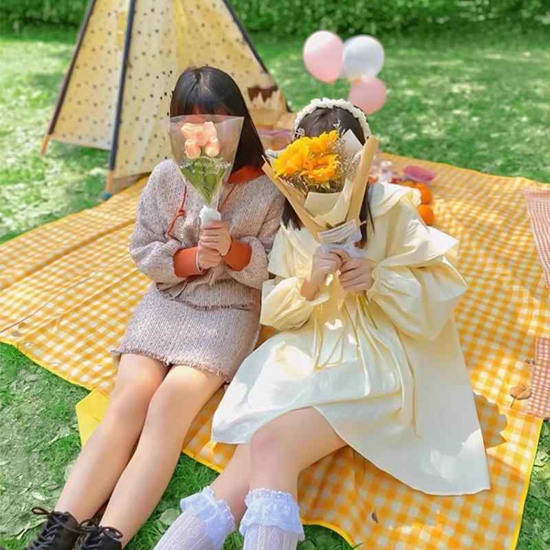 FineGood レジャーシート 防水 ピクニック ピクニックシート ピクニックラグ 北欧スタイル 柔らかい生地 折りたたみ 軽量 遠足 運動会 お花見 ビーチ キャンプ アウトドア用 （150x200cm）