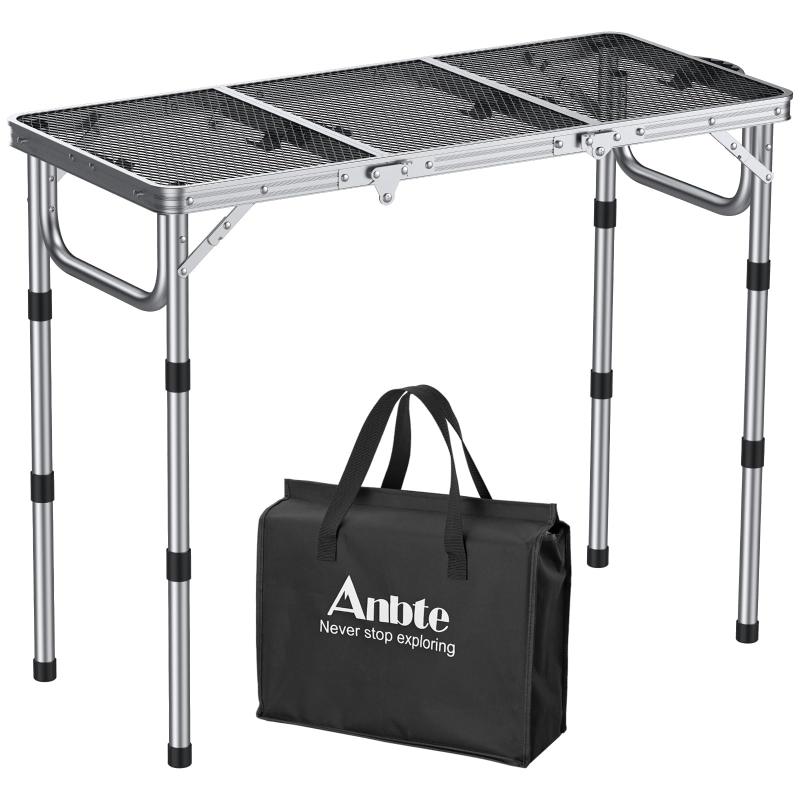 Anbte キャンプ テーブル 折りたたみ式 メッシュ天板(シルバー, 88cmx40cmx70cm)