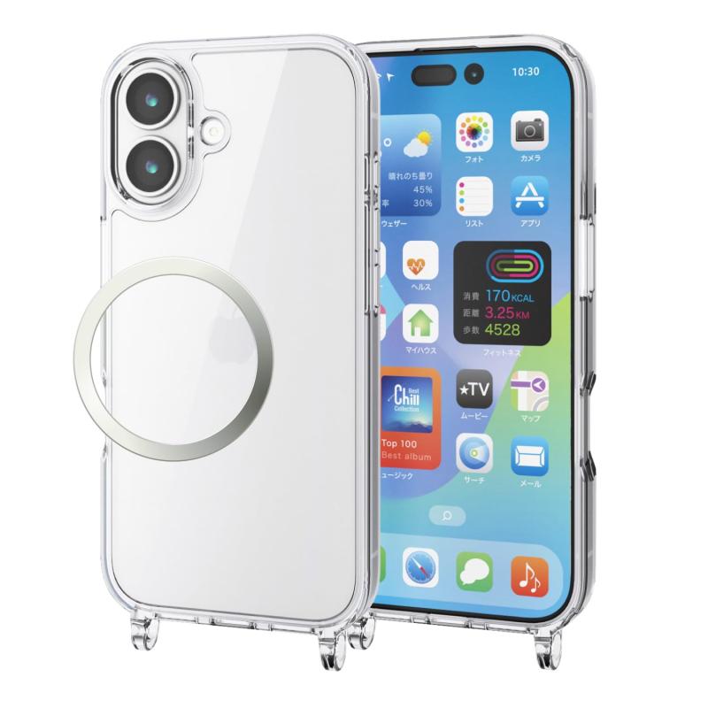 エレコム iPhone 17 ケース カバー クリア 耐衝撃 衝撃吸収 ハイブリッド ポリカーボネート 指紋がつきにくい ストラップホール付き 4つ角エアークッション メタルステッカー付属 クリア PM-A25側面には弾力性のあるTPU(熱可塑性ポリウレタン)素材を、背面には強じんで透明度の高いポリカーボネート素材を使用した、スリムなスタイルのハイブリッドケースです。側面は強じんな耐久性としなやかな弾力性をあわせ持つ、TPU(熱可塑性ポリウレタン)素材のフレームが保護します。背面は高硬度5Hの軽くて丈夫なポリカーボネート素材を採用しています。表面硬度は実力値です。落下時に最も大きな衝撃が予想される四つ角にエアークッションを設置し、効率的に衝撃を吸収します。
