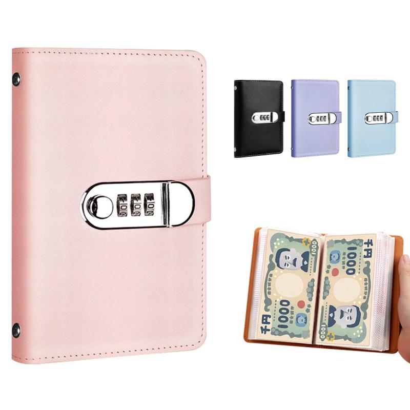 貯金箱 貯金手帳 貯金ファイル お金仕分け 封筒貯金 お札 100 枚収納 ダイヤルロック付き 貯金カード付き 100 万円貯金チャレンジ 楽しく続く貯金応援セット バインダー 紙幣ケース おしゃれ