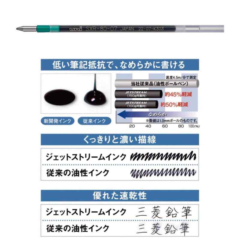 三菱鉛筆 ボールペン替芯 ジェットストリーム 多色多機能 0.7mm 緑 10本 SXR8007K....