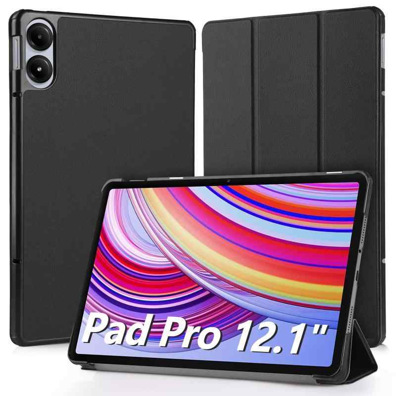 Rakuten - Hianjoo Xiaomi Redmi Pad Pro 対応 ケース 12.1インチ タブレットケース Xiaomi POCO Pad 対応 カバー スタンド機能付き オートスリープ機能 全面保護ケース 耐衝撃 擦り傷防止 - ブラック