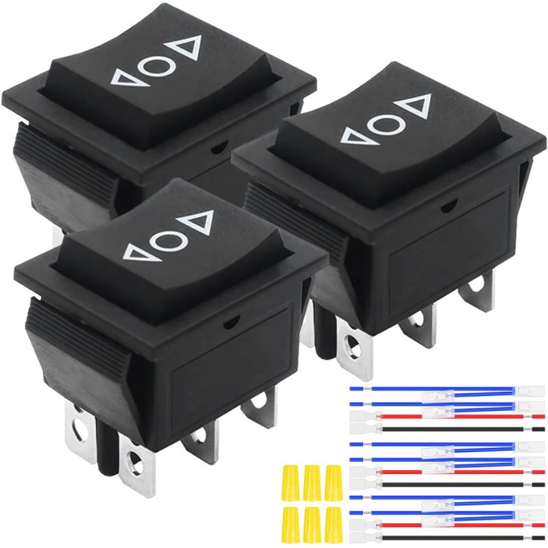 モーター極性反転ロッカースイッチ DPDT 6ピン ジャンパーワイヤ付き