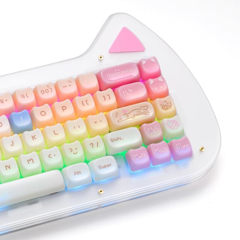 Rakuten - XVX 可愛いキーキャップ,ラグドールキャットセラミックキーキャップ 60%/65%/75%/100% レイアウト対応、MAO プロファイル、カスタムキーキャップ 148 個セット 100%/75%/65%/60% 機械式キーボード用
