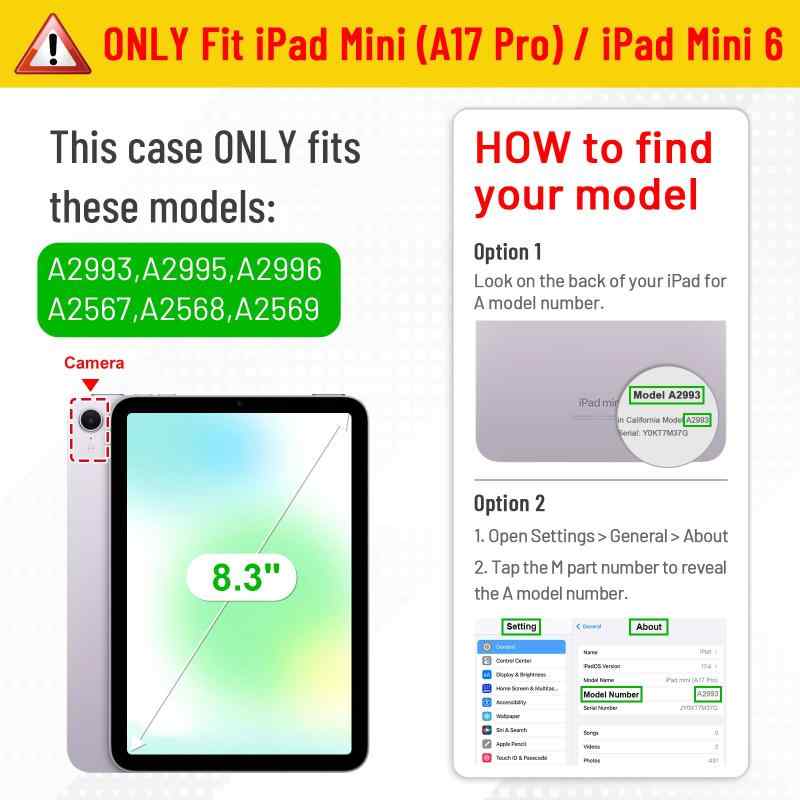 White marketのFintie iPad Mini 7 (A17 Pro 2024)/Mini 6 ケース 2021 8.3インチ キッズケース(ブラック/ブルー)｜アングル2
