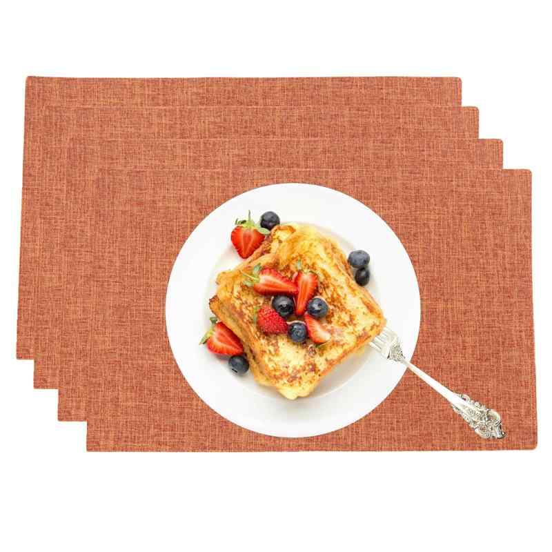 NicMool ランチョンマット 亜麻繊維 4枚セット おしゃれ 華やか 飾り 清潔しやすい 家庭用 学校用 食堂 幼稚園 レストラン用 丸洗いOK きゅうすい 無地 和風 柔軟性 防汚 断熱 シンプルデザイン