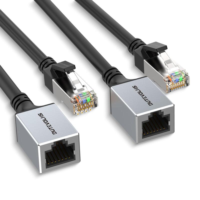 乐天商城 - Dutevolns イーサネット延長ケーブル 2本パック、Cat 6 イーサネット延長アダプター 1m、ネットワーク オス-メス コネクタコード、RJ45延長ケーブル、ギガビットLANケーブル（MC、PC、ルーター、