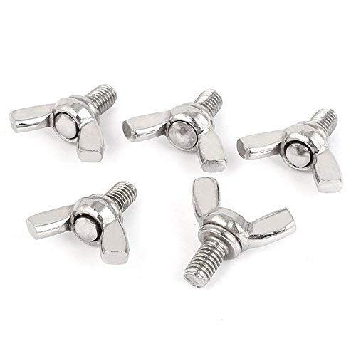 乐天商城 - 5ピース のM6 x 10 mm 1 mmピッチ304ステンレス鋼の蝶ネジバタフライボルトシルバー
