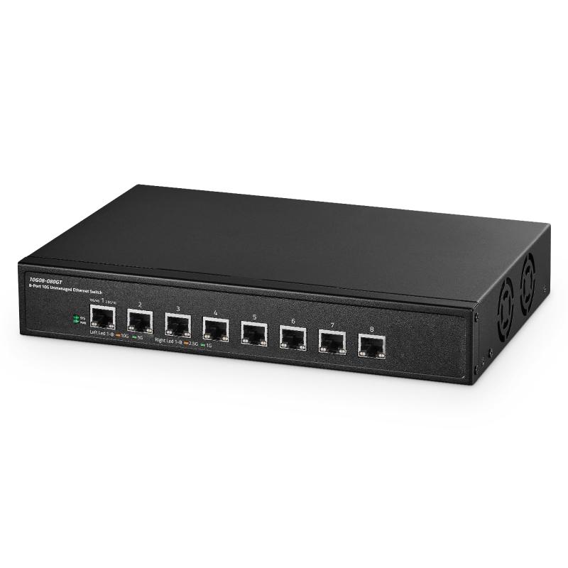 樂天商城 - Binardat 8 ポート 10 ギガビット アンマネージド スイッチ、8x10G RJ45 イーサネット、サポート 1G/2.5G/5G/10G、160Gbps 帯域幅、メタル デスクトップ|ラックマウント ネットワーク スイッチ