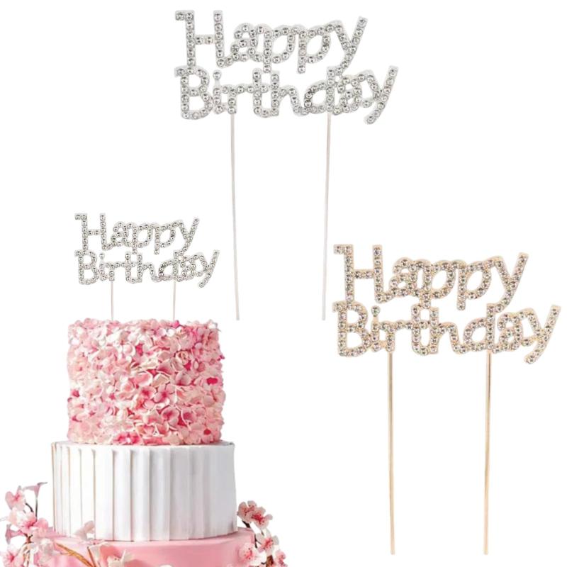 Jravezt ケーキトッパー 誕生日 2点セット Happy Birthday ケーキ挿入カード ケーキデコレーション 誕生日ケーキ 飾り ハッピーバースデー 誕生日パーティー ケーキ装飾用品